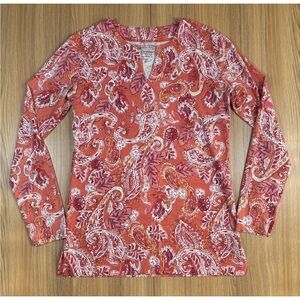 Coolibar UPF 50+ Long Sleeve Top Womens XS Paisley Print Coral Outdoors Active
